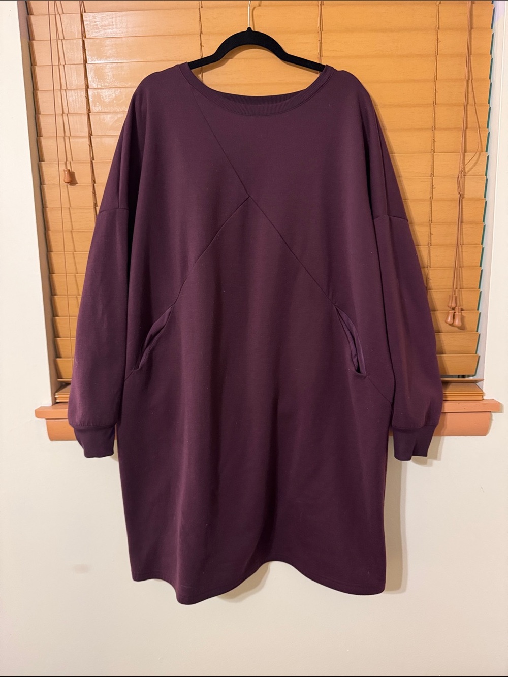 Universal Standard Relaxed Long Sleeve Sweatshirt Dress in Deep Plum